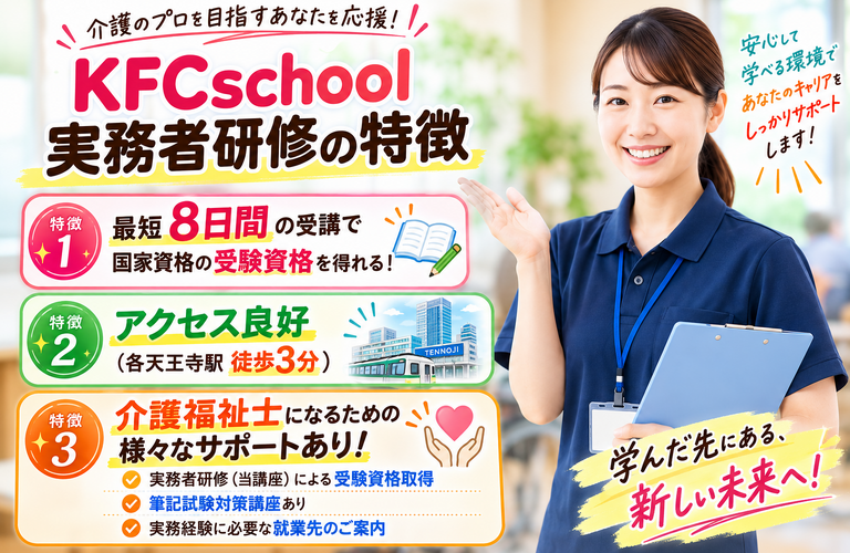 介護福祉士実務者研修｜大阪で介護福祉士を目指すならKFCschool天王寺校