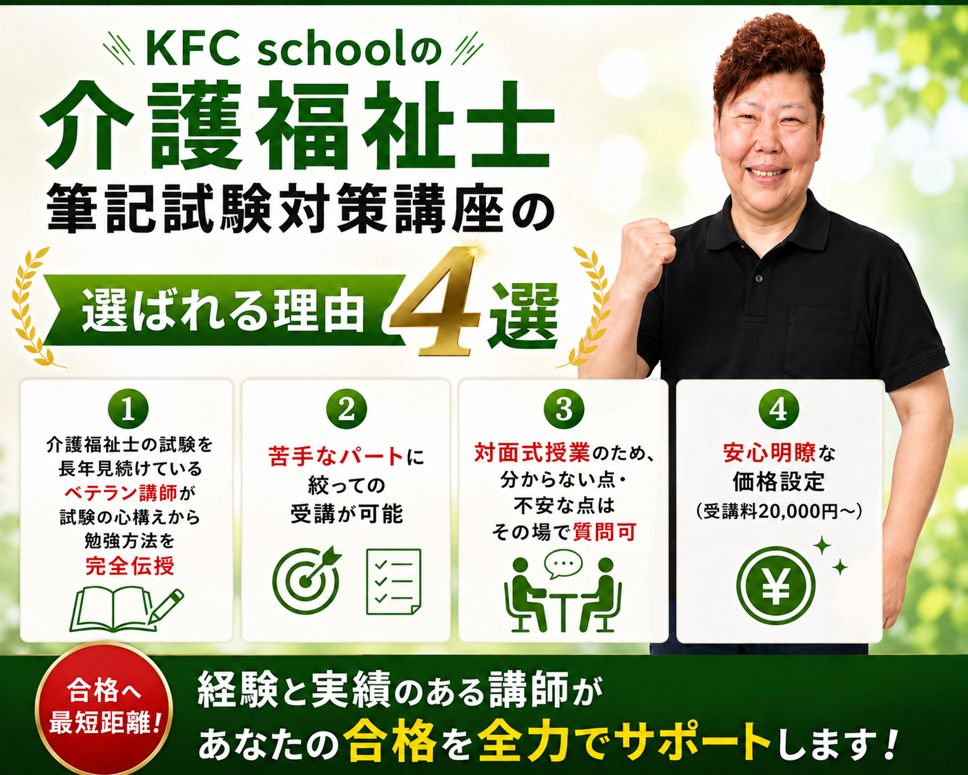 介護福祉士筆記試験に絶対合格したい方は必見∣合格ラインが見えてくる２日間！KFC school天王寺校