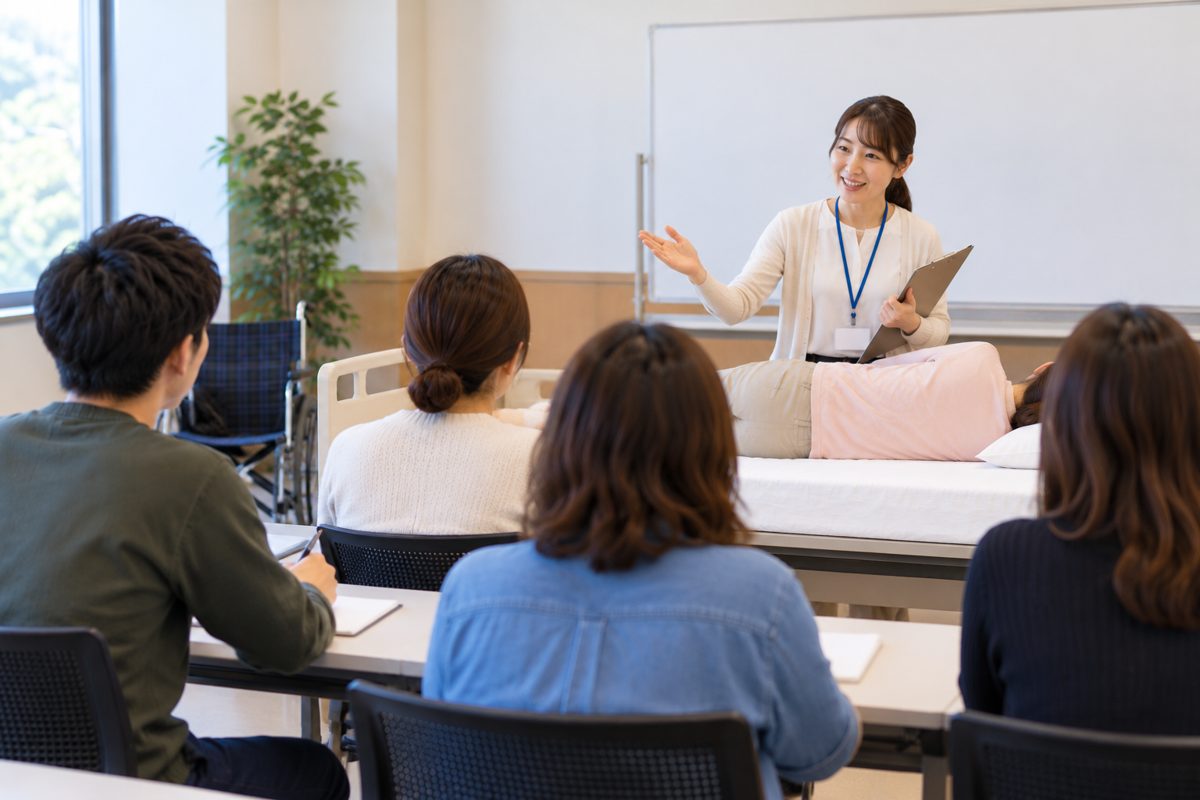 介護福祉士の試験対策講座の授業風景